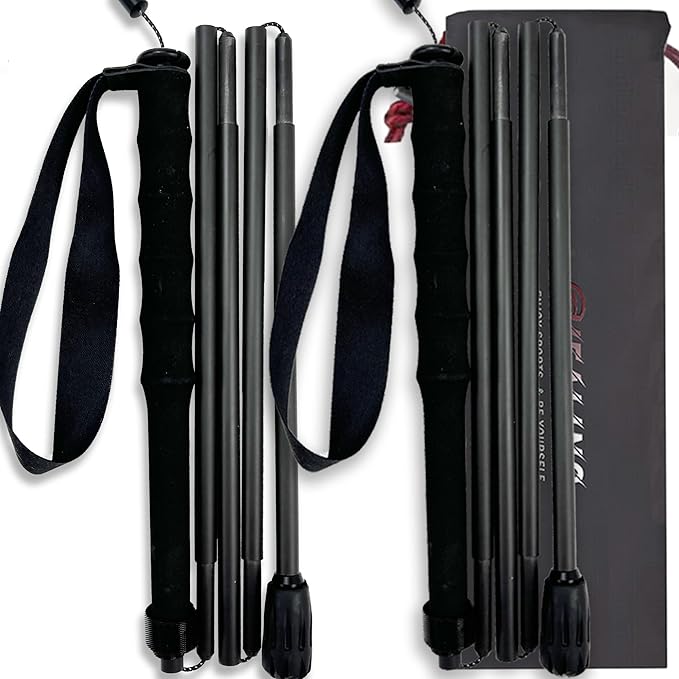 5-Section Carbon Fiber Trekking Poles, Lightweight and Durable 2-Pack, Foldable, Straight Grip, Suitable for Hiking, Trekking and Mountaineering