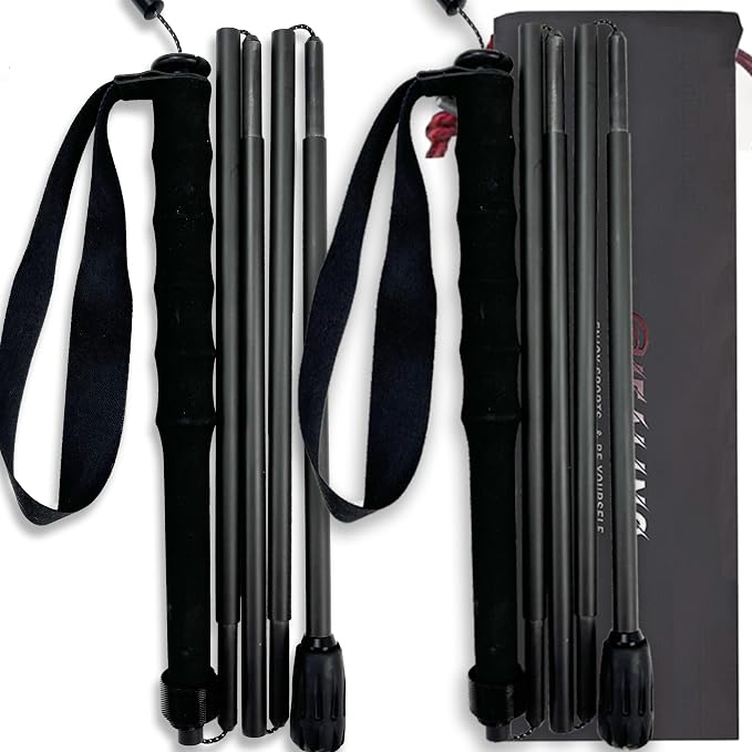 5-Section Carbon Fiber Trekking Poles, Lightweight and Durable 2-Pack, Foldable, Straight Grip, Suitable for Hiking, Trekking and Mountaineering