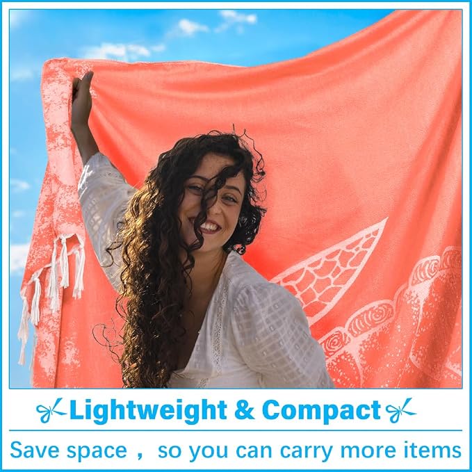 Vikumond Oversized Turkish Beach Towel Blanket XXL Cotton Sandproof Towels Boho Woven Extra Large Big Sand Free Giant Throw Blankets Huge Quilt XL Picnic Camping Necessities Cloud for Adult Gifts