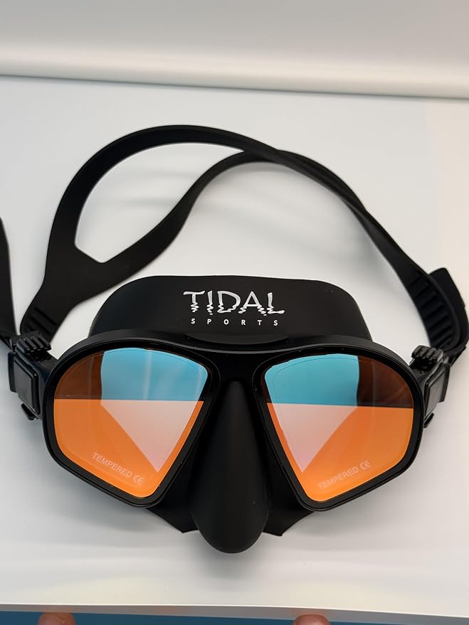 Tidal Freedive Mask - Aluma Pro with Advanced Anti-Fog Technology. Ultra Low Volume Mask for Freediving, Snorkeling and Scuba Diving. Tempered Glass Lens.