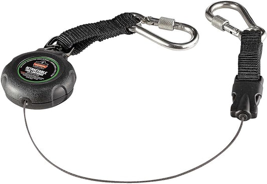 Ergodyne - 19300 Squids 3000 Retractable Lanyard with Carabiner Mount and Attachment End, Tool Weight Capacity 1 lbs,Black
