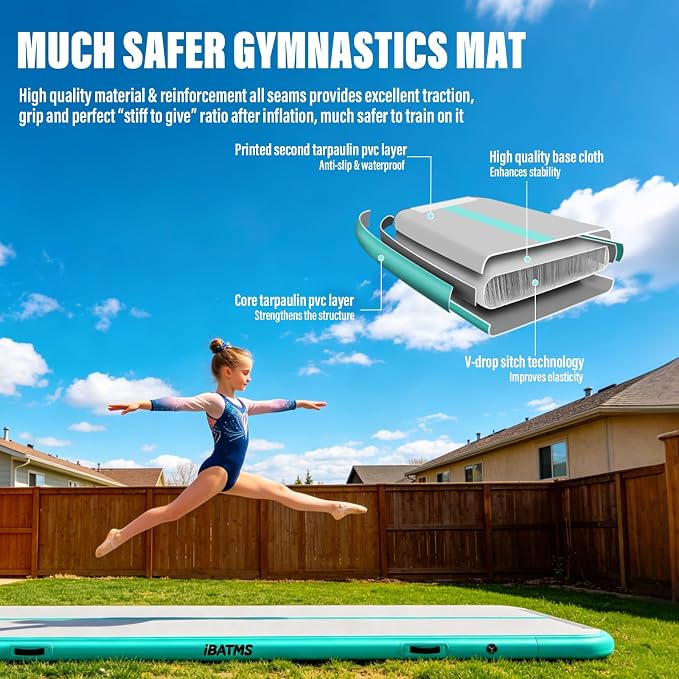 IBATMS Air Tumbling Mat Track 10/13/16/20ft, Inflatable Gymnastics Mat