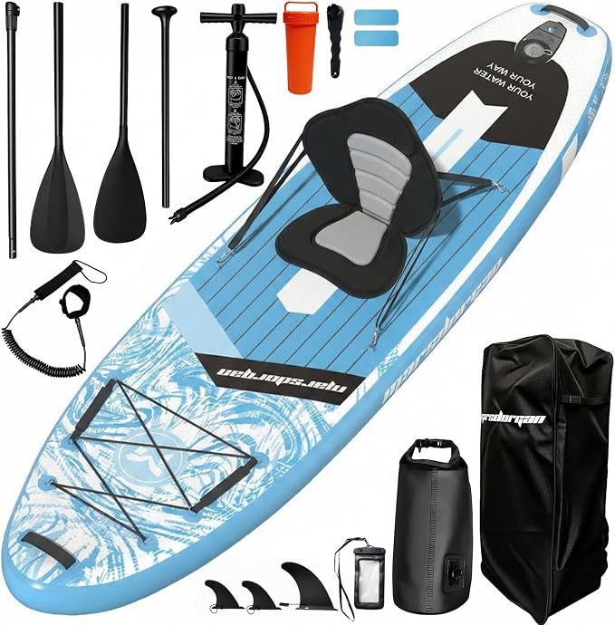11'x34 Inflatable Paddle Board for Adults Youth, Extra Wide 430LBS Capacity SUP, Stable 2-3 Person Family for Lake Ocean Fishing Surfing Yoga, Includes Accessories