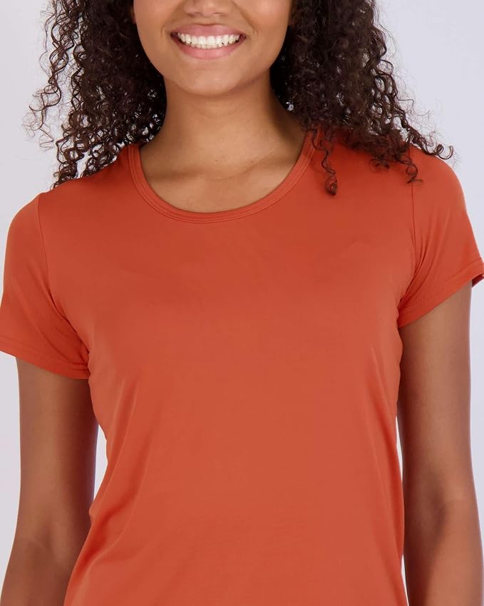 Real Essentials 5 Pack: Women's Short Sleeve T-Shirts Workout Tops Fitness Pilates Gym Activewear Athletic (Plus Available)