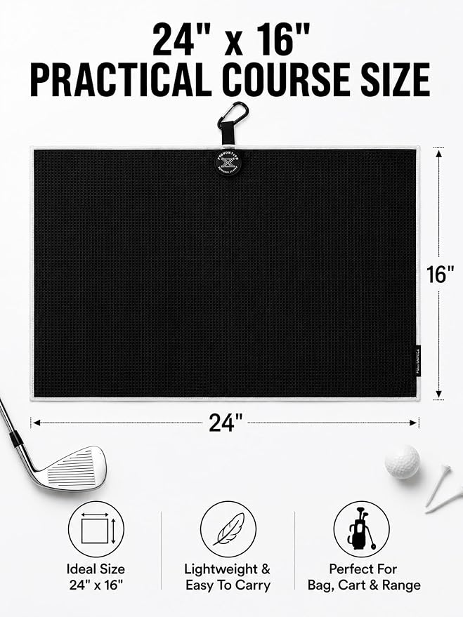 Magnetic Golf Towel with Cleaning Pocket, 24"x16" Ultra-Absorbent Waffle Microfiber Golf Towel with Magnet & Clip for Golf Bag, Carts and Clubs, Golf Accessories Gift for Men Women Golfers
