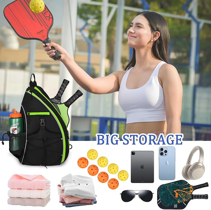 Goloni Pickleball Sling Bag for Men Women, Lightweight Pickleball Backpack with Fence Hook