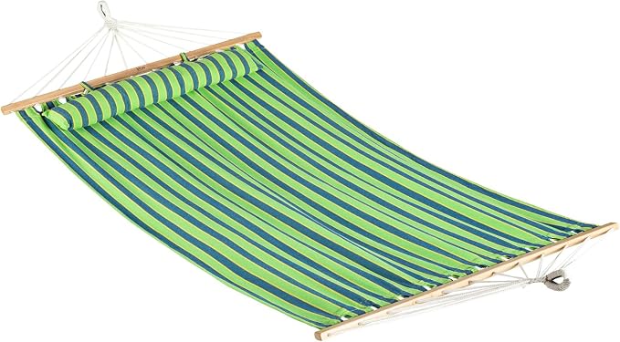 Bliss Hammocks Caribbean Hammock, 48 Inch Wide Bed with Detachable Pillow & Zinc-Coated Hardware - 265 Pound Capacity, Mediterranean Stripe