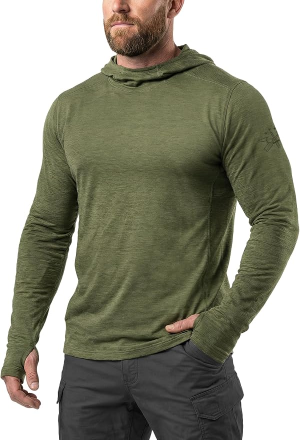 CQR Men's UPF 50+ Sun Protection Long Sleeve Quick Dry Athletic Shirts, Stretch Running Workout Hiking T-Shirts