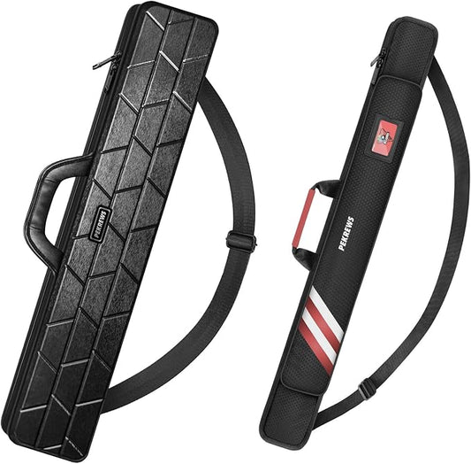 PEKREWS 1x1 Soft Cue Bag Red & 4x4 Hard Pool Cue Case Black Set