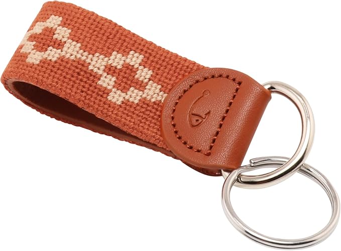 Leather Hand-Stitched Needlepoint Key Fob or Key Chain