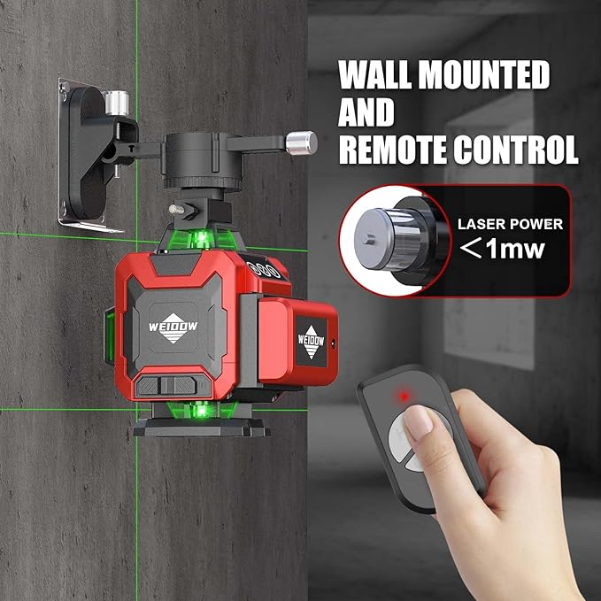 WEIDDW Laser Level with Tripod, Self Leveling Laser Level 4x360°, Green Line Laser 4D Laser Leveler Tool with 2Pcs Lithium Batteries for Picture Hanging, Tile, Home Renovation, (SizeXL)