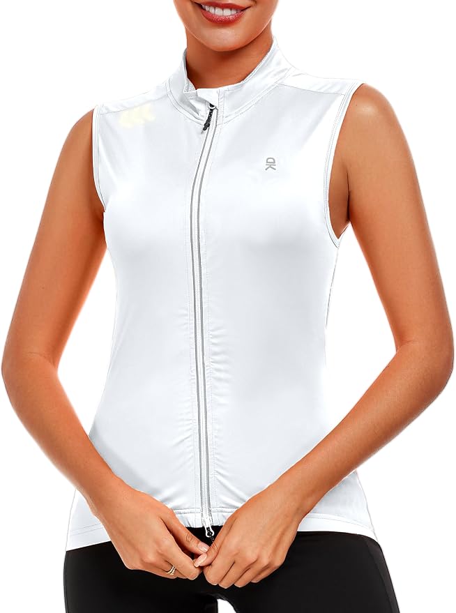 Little Donkey Andy Women's Breathable Cycling Vests full Zip Reflective Sleeveless Jerseys Running Biking Shirts 4 Pockets