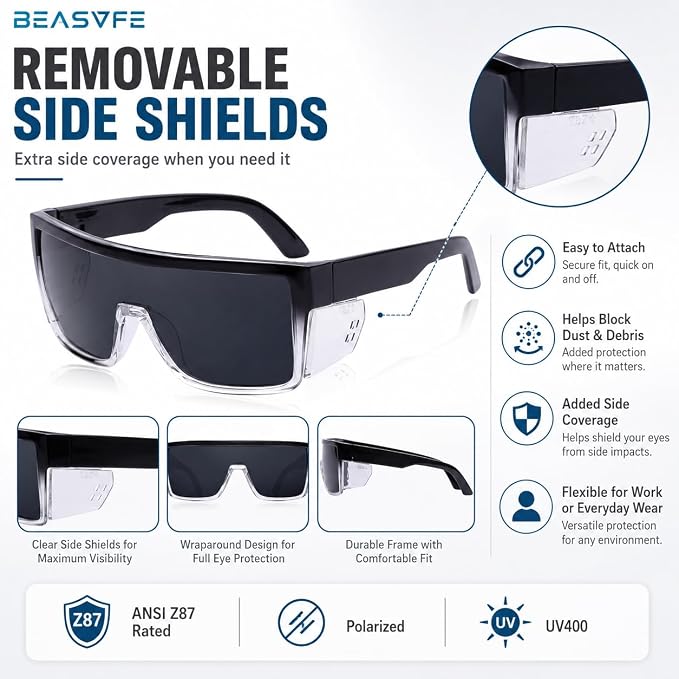 Polarized Safety Sunglasses UV400 Protection ANSI Z87.1 Certified