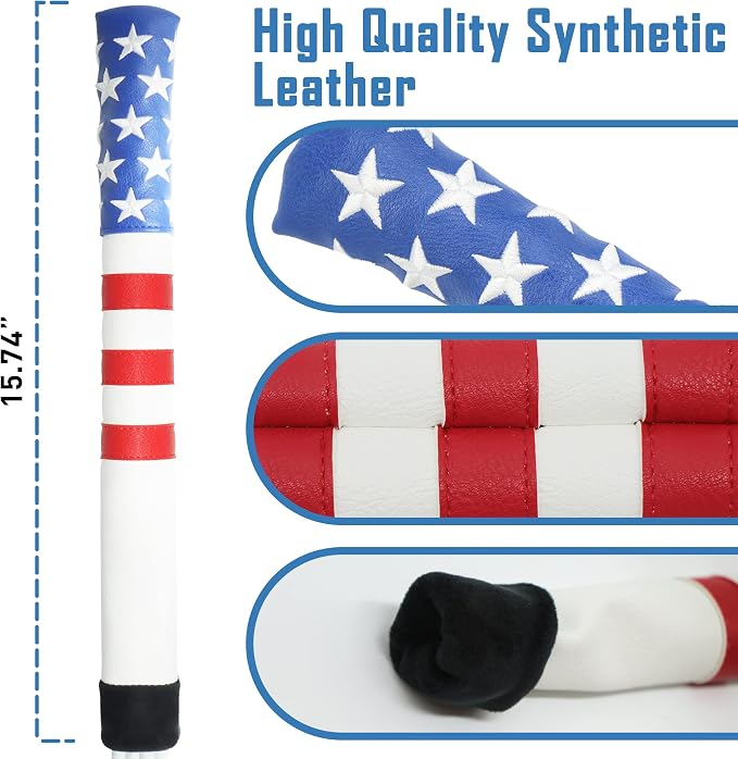 Amercian Flag Golf Towels and Brush & Golf Alignment Stick Cover, Golf Accessories for All Golfers