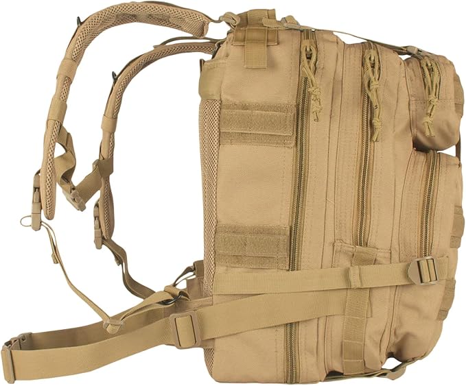 FOX OUTDOOR PRODUCTS Medium Transport Pack | 29L Tactical Backpack with Organizer Pockets, MOLLE Webbing & Hydration Sleeve, Coyote