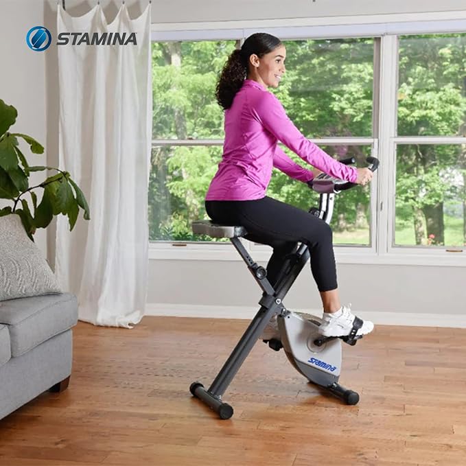 Stamina Upright Exercise Bike 1308 - Fitness Bike with Smart Workout App - Exercise Bike for Home Workout - Up to 300 lbs Weight Capacity | Foldable Stationary Bike for Home Workout; Up to 250 lbs Weight Capacity