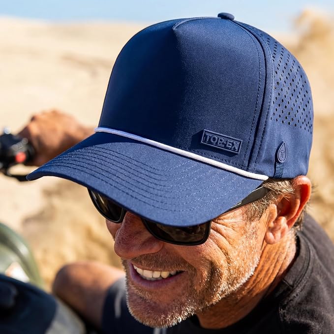 TOP-EX Performance Baseball Hat for Men Water Resistant Golf Cap Running Cooling Snapback Laser Perforated