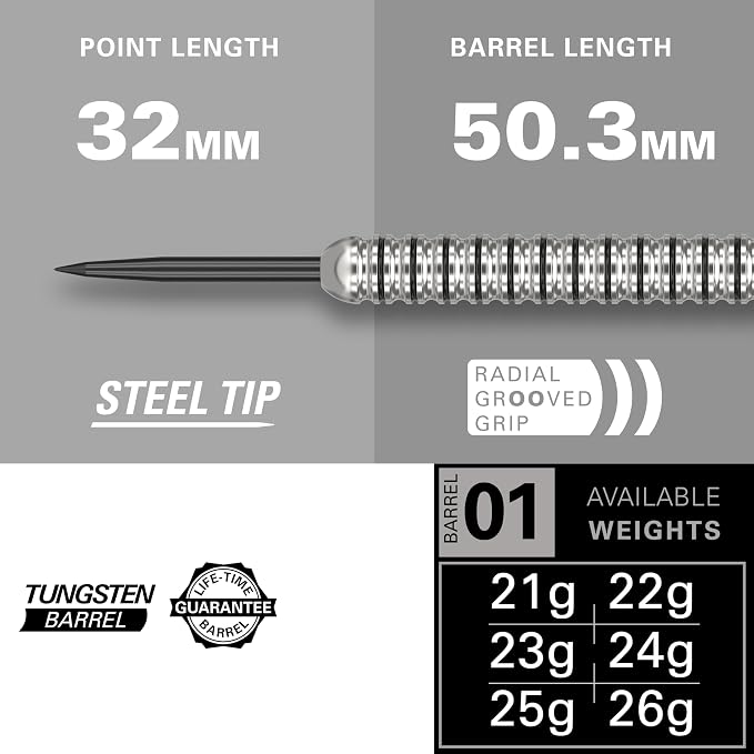 Target Darts Artemis Tungsten Steel Tip Dart Set, 21G/22G/23G/24G/25G/26G | Artemis Original | Artemis K-Flex Integrated Flight & Shaft | Professional Accessories Dart Kit, Dart Wallet Included
