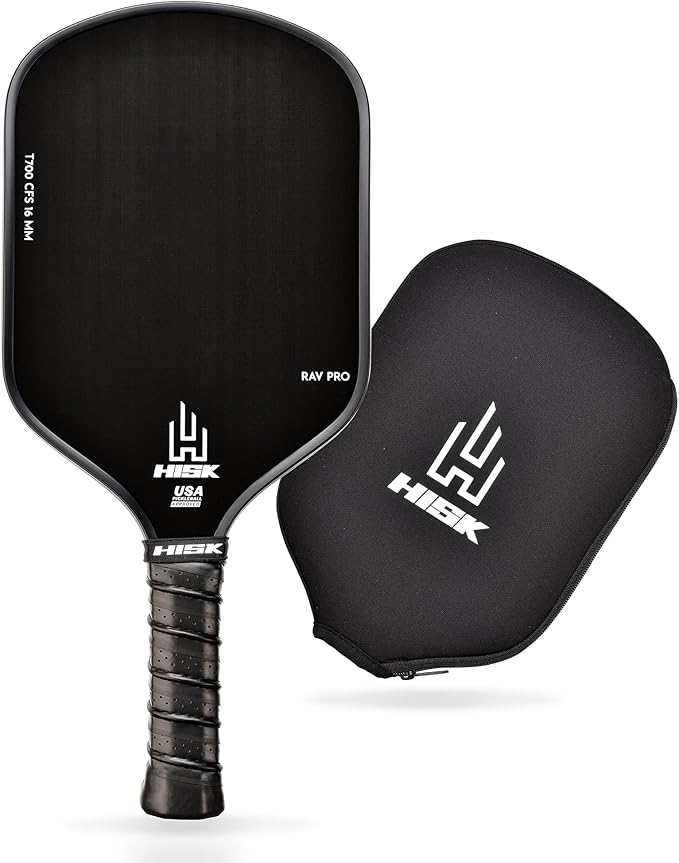 RAV PRO Pickleball Paddle - Ultimate HIGH END 16mm Japanese Toray T700 Raw Carbon Fiber CFS w/Excellent GRIT Roughness Texture, Aero Dynamic Curve, USAPA Approved, Non Slip Grip