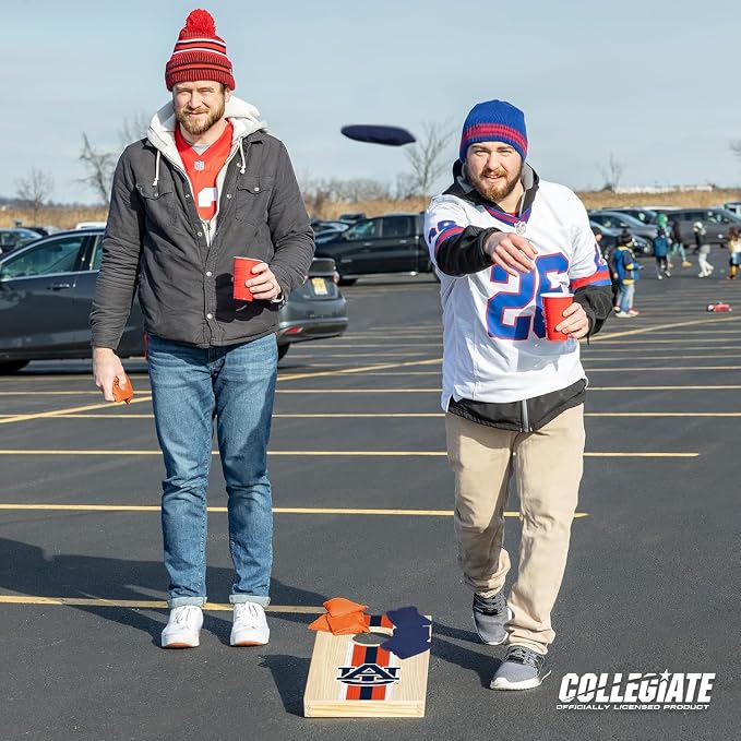Wild Sports College Portable Size 1' x 2' Solid Wood Cornhole Set with Direct Print HD Team Graphics – Travel Size