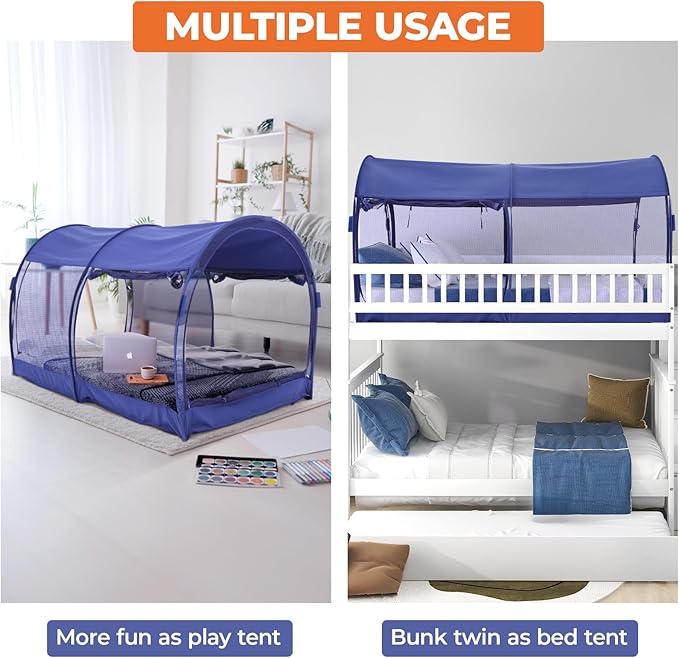 Alvantor® Mosquito Net Bed Canopy Bed Tents Dream Tents Privacy Space Full Size Sleeping Tents Indoor Pop Up Portable Frame Breathable Cottage Navy (Mattress Not Included)