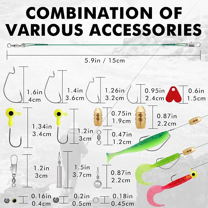TRUSCEND Complete Fishing Lures - Tackle Box with Tackle Included - Crankbaits, Minnows, Frogs, Vibes, Poppers, Spinners, Spoons, Soft Baits, Hooks & Weights Accessories Kit for Bass Panfish Trout