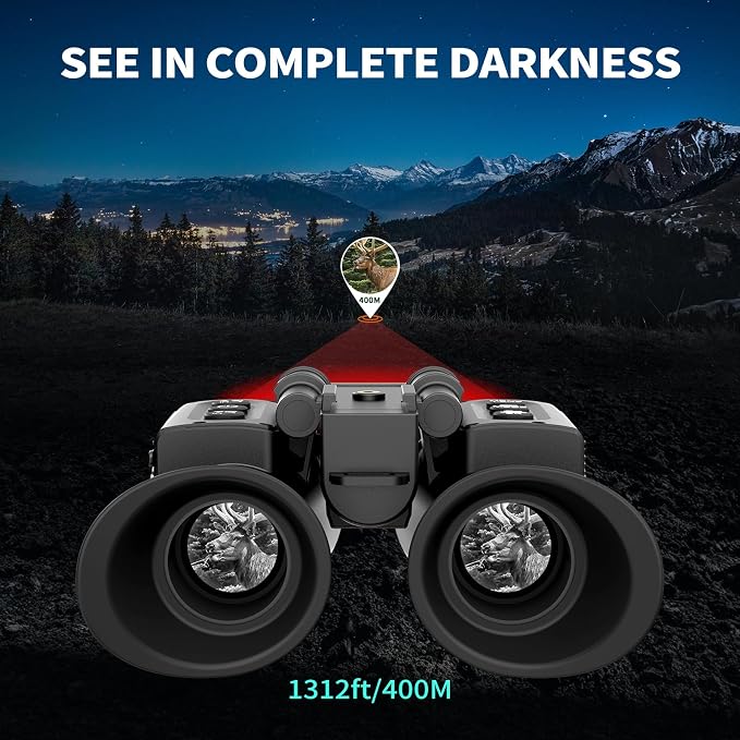 4K Digital Night Vision Goggles Binoculars with Photo and Video Recorder, 1314ft Long Distance, Nightvision Goggles for Camping Hiking with Head-Mount Kits for Helmet