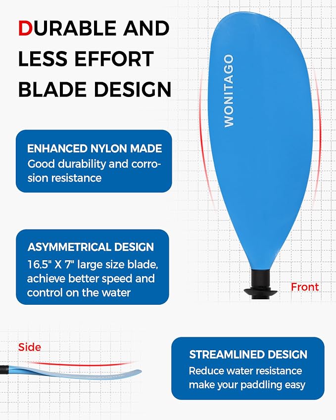 Kayak Paddle Carbon Fiber Shaft and Reinforced Nylon Blade, Adjustable Kayaking Oars, 3 Piece, 230-250 cm/90-98 Inches,210-230 cm/82-90 inches