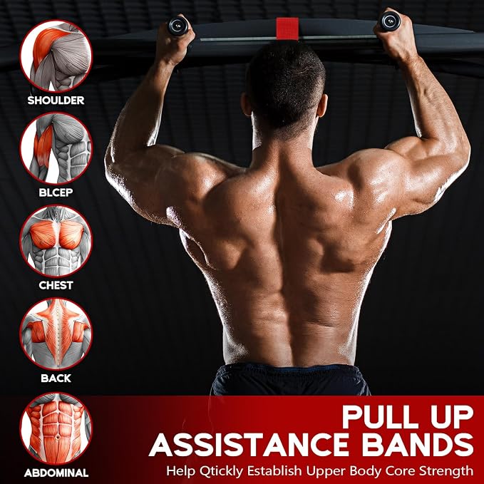 HOXWC Pull Up Assistance Bands, Adjustable Heavy Duty Resistance Band for Pull Up, 3 Pull Up Bands, Comfortable Fabric Feet/Knee Rest, Assistance Bands for Pull-Up, Home Fitness, Body Stretching