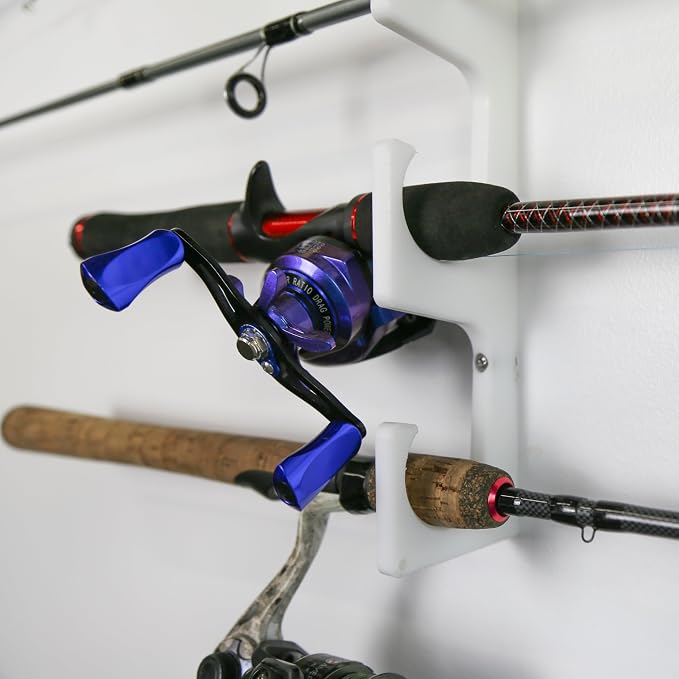 TRAPSKI Made in The USA Fishing Rod/Pole Holder Rack Organizers | Wall or Boat Mounting Fishing Rod Rack | Marine Grade HDPE Plastic | Pole Holder for up to 4 Rods | Stackable