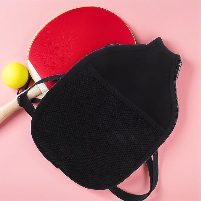 2pcs Table Tennis Racket Case and Pickleball Paddle Protector Lightweight Neoprene Bag with Mesh Pocket and Shoulder Strap Waterproof Paddle Storage for Travel and Rainy Days