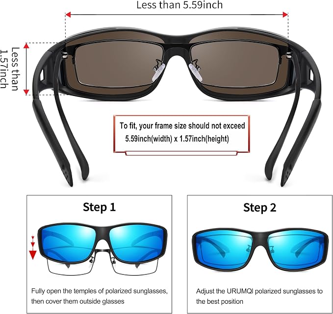 URUMQI Polarized Sunglasses Fit Over Glasses for Men Women, Wraparound Sun Glasses UV400 Protection for Driving Fishing