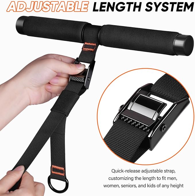Besbiu Adjustable Length Pedal Resistance Band with Handle for Working Out, Replaceable 180Lbs Exercise Bands with Foot Pedals, Home Gym Workout Equipment for Women Men Strength Training, Stretching