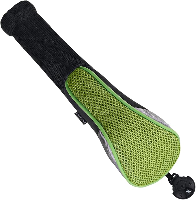 Andux 4pcs Long Neck Golf Hybrid Club Head Covers Dial No. Tag CTMT-02 | Mesh Breathable material | all the Same Size | Coloured Piping | Pull-On Closure