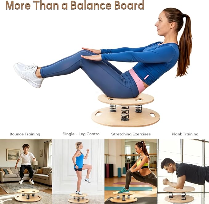 Balance Board & Wobble Board with Spring System, Proprioception Trainer for Physical Therapy, Rehabilitation, Posture & Coordination, Balance Board for Adults, Seniors & Kids