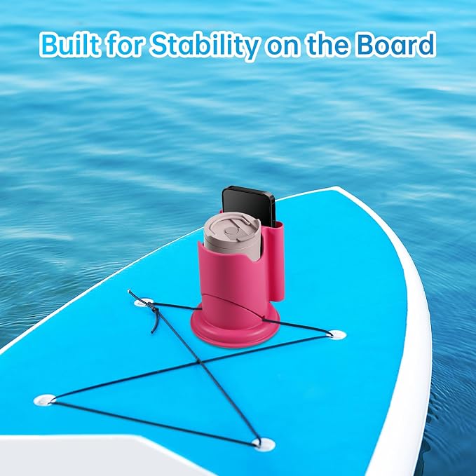 Paddle Board Cup Holder, Kayak Cup Holder 2-in-1 Drink & Phone Holder, Paddleboard and Kayak Accessories for SUP, Kayaking, Fishing, Yoga, or Surfing Adventures(Pink,2Pack)