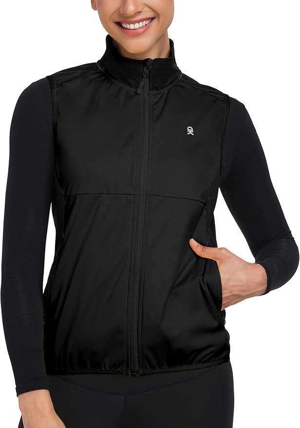 Little Donkey Andy Windproof Sleeveless Vest Jacket for Women, Water-Repellent Stretch Sports Vest for Cycling, Running