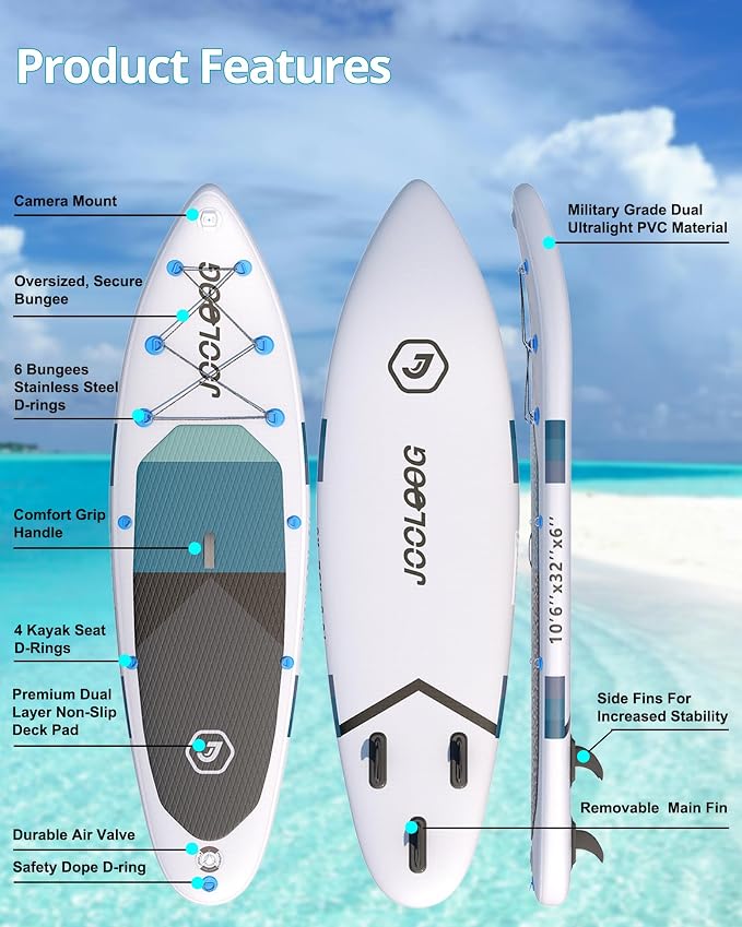 Inflatable Stand Up Paddle Board with Seat, 10'6"/10'5" SUP 440LBS, Recreational Paddleboard for Adults Beginners, Blow Up Paddle Board with Fishing Design, Camera Mount, Cooler Bag & Full Accessories