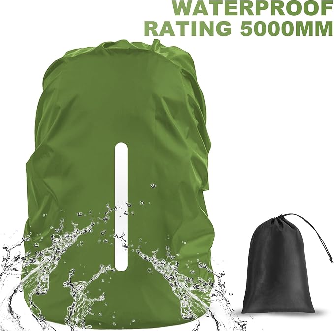 LAMA Waterproof Backpack Rain Cover, Reflective Rucksack Rain Cover for Anti-Dust/Anti-Theft/Bicycling/Hiking/Camping/Traveling/Outdoor Activities,L Size (for 45L-55L Backpack), 1 Pcs Army Green