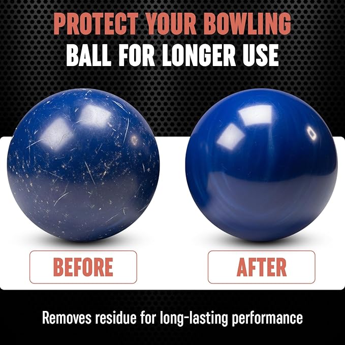 Bowling Ball Cleaner Spray - Oil, Scuff, and Belt Mark Cleaner Restores Tack, Prolongs Lifespan of Ball - EPA Safer Bowling Ball Restoration - Bowling Accessories - 8FL Oz