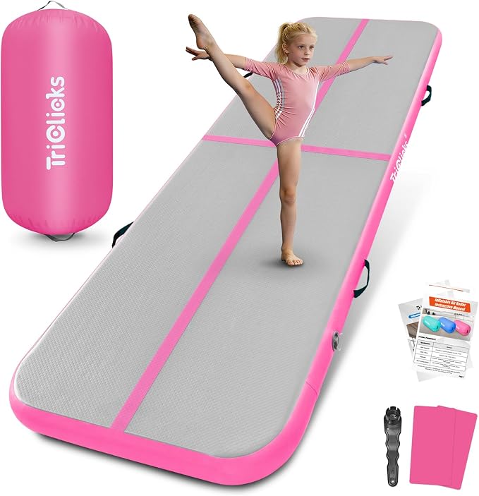 Triclicks Gymnastics Barrel Inflatable Air Roller Barrel Tumble Track Equipment Octagon Mat for Backhandspring Trainer Yoga Cheerleading Home Use Gym Without Pump