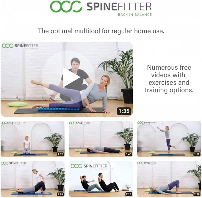 SPINEFITTER by SISSEL Blue | Massage Device for Back & Balance | Back Trainer Relieves Tension & Blockages | Ideal for Pilates and Yoga | for Relaxation of the Spine | for Home & Professional Use