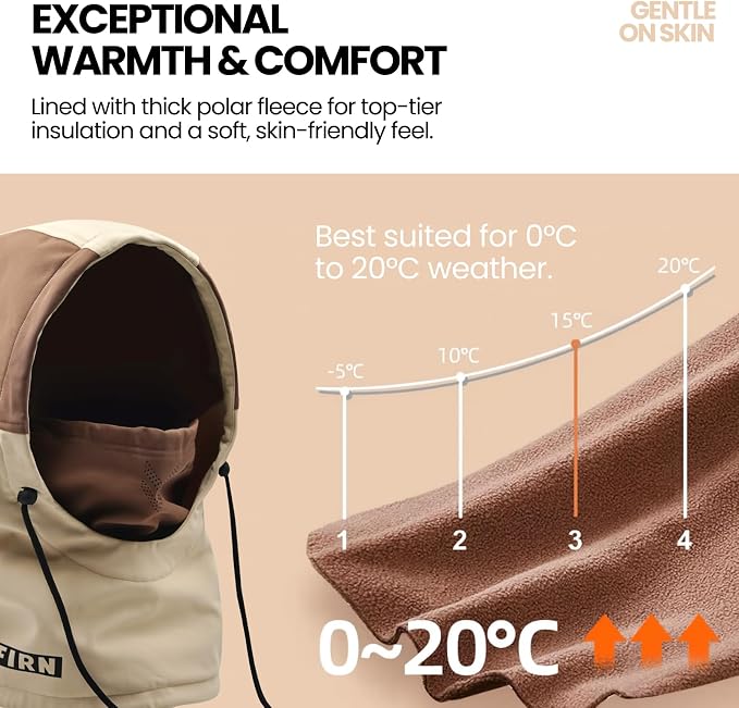 Hood Warmer Hood Neck Warmer Balaclava Face Mask for Skiing and Snowboarding Water-Repellent Windproof Helmet Compatible
