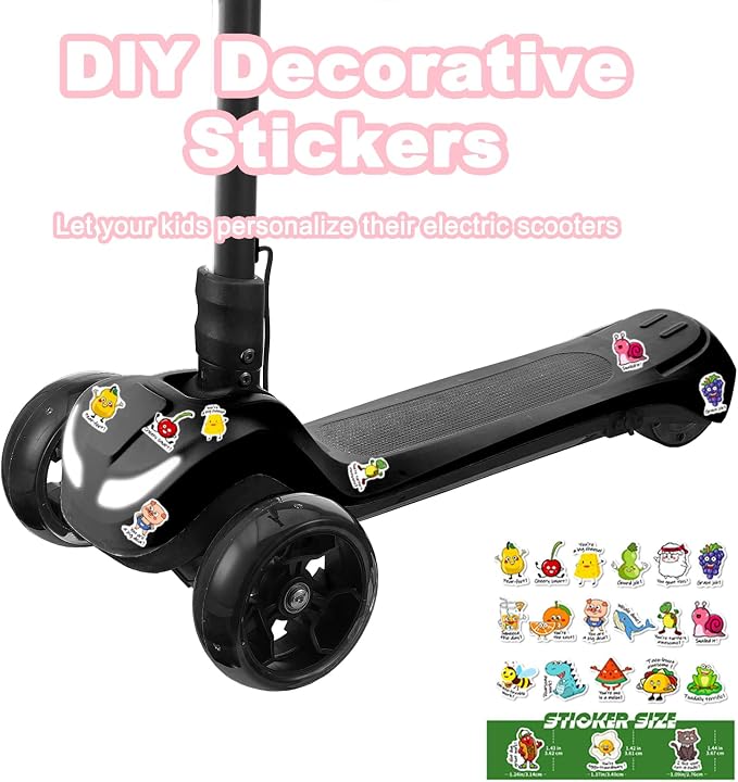 3 Wheel Electric Scooter for Kids Ages 3+, LCD Display, Colorful Lights, Reliable Thumb Throttle, 3 Adjustable Height, 5Mph Safe Speed and Long Range, Foldable Kids Electric Scooter