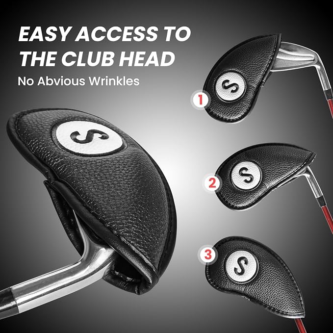 FINGER TEN Magnetic Golf Iron Headcovers Value 11 Pack, Durable PU Leather with Embroidered Numbers for Easy Identification, Multiple Colors Available Fits Most Iron Clubs
