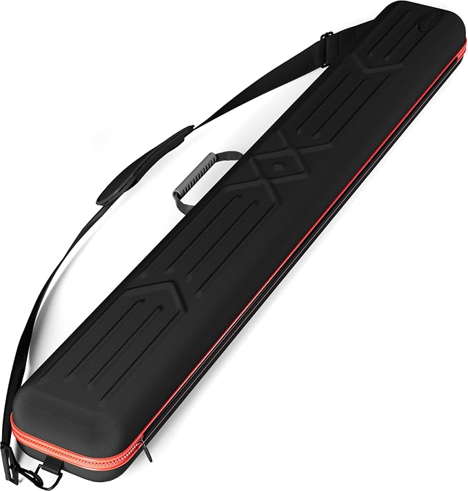 Casemaster Parallax Pro 2x2 Pool Cue Case, Holds 2 Butts and 2 Shafts, Foam-Padded Pool Stick Case, Water-Resistant 600D Oxford Fabric, Lightweight with Accessory Pocket