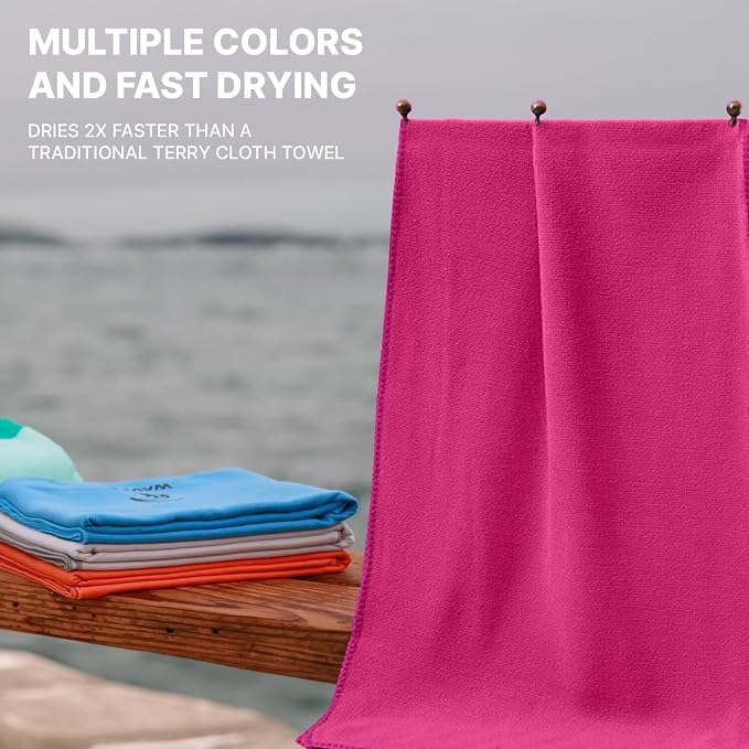Wet Work 3 Extra Large Bath Towels (60”x36”), Highly Absorbent Microfiber, Quick Dry, Lightweight & Ultrasoft, Perfect for Bath, Beach, Travel, Yoga, Lint Free Microfiber Towels for Body