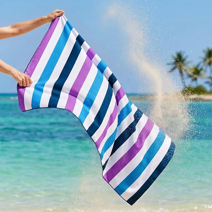 Exclusivo Mezcla Microfiber Quick Dry Beach Towel, Large Lightweight Sandfree Pool Towel for Swimming Camping Travel with Bag (Dark Purple, 30x60 Inches)