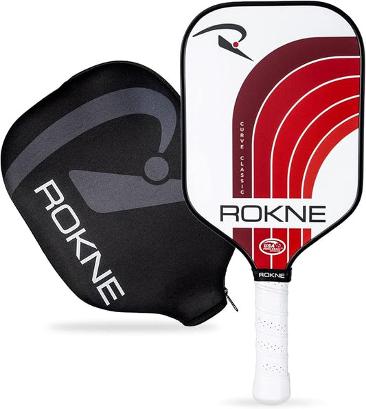 ROKNE Curve Classic Pickleball Paddle | USAPA Approved Fiberglass Pickleball Paddles | Precision Engineering & Comfort | ProGrit Texture for Max Spin & Power | Paddle