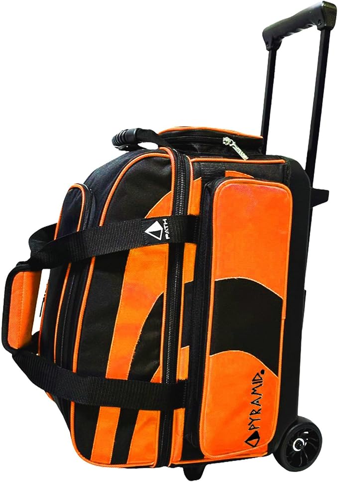 Pyramid Deluxe Double Roller 2 Ball Bowling Bag with Large Separate Shoe Compartment (Up To 2 Pairs Of Shoes) and Accessory Pockets, Sturdy Square Handle - Extends to 40" - Pro Options Available